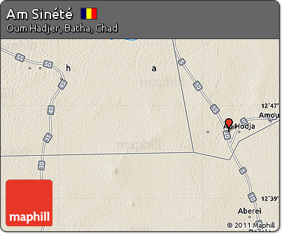 Shaded Relief Map of Am Sinété