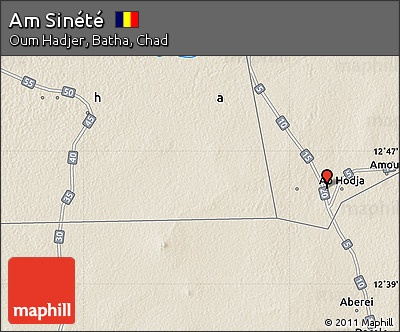 Shaded Relief Map of Am Sinété