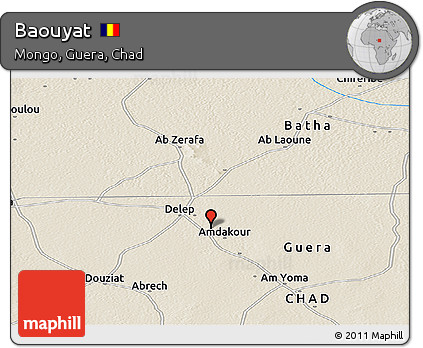 Shaded Relief Panoramic Map of Baouyat