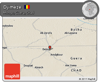 Shaded Relief Panoramic Map of Djiméze