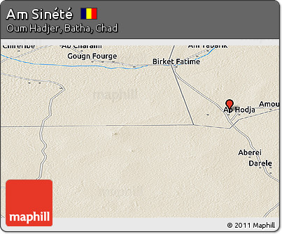 Shaded Relief Panoramic Map of Am Sinété