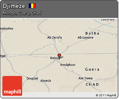Shaded Relief Panoramic Map of Djiméze
