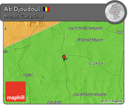 Political 3D Map of Ab Djoudoul