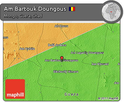 Political 3D Map of Am Bartouk Doungous