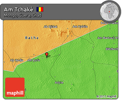 Political 3D Map of Am Tchaké