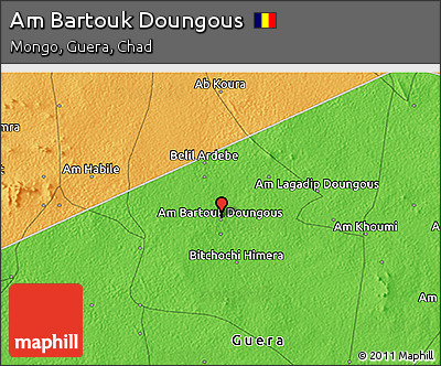 Political 3D Map of Am Bartouk Doungous