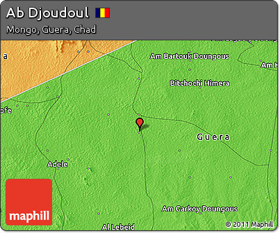 Political 3D Map of Ab Djoudoul