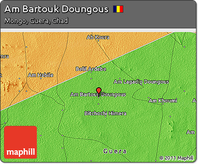 Political 3D Map of Am Bartouk Doungous