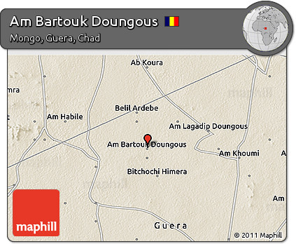 Shaded Relief 3D Map of Am Bartouk Doungous