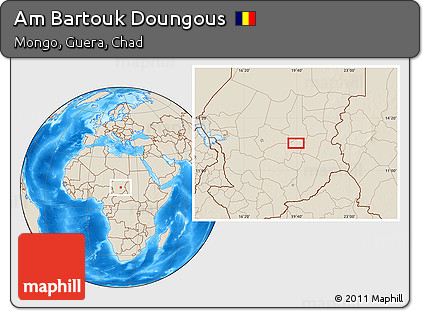 Shaded Relief Location Map of Am Bartouk Doungous