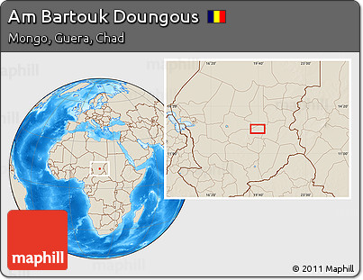 Shaded Relief Location Map of Am Bartouk Doungous