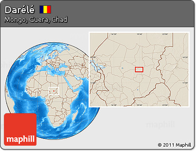 Shaded Relief Location Map of Darélé