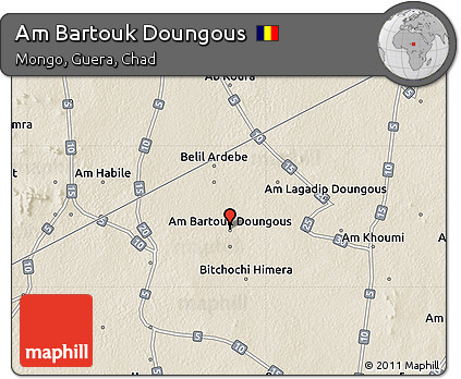 Shaded Relief Map of Am Bartouk Doungous