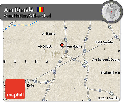 Shaded Relief Map of Am Rimélé