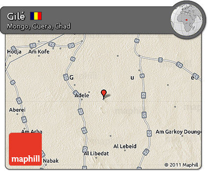 Shaded Relief Map of Gilé