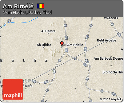 Shaded Relief Map of Am Rimélé