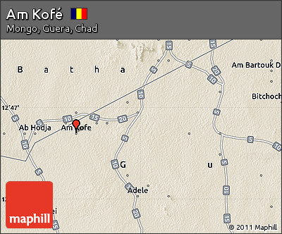 Shaded Relief Map of Am Kofé