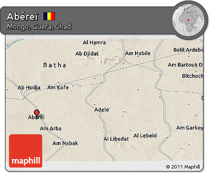 Shaded Relief Panoramic Map of Abéreï