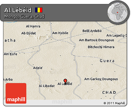 Shaded Relief Panoramic Map of Al Lébéid