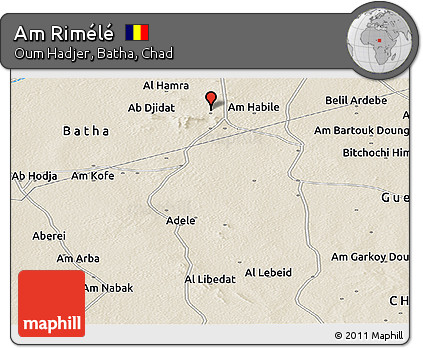 Shaded Relief Panoramic Map of Am Rimélé