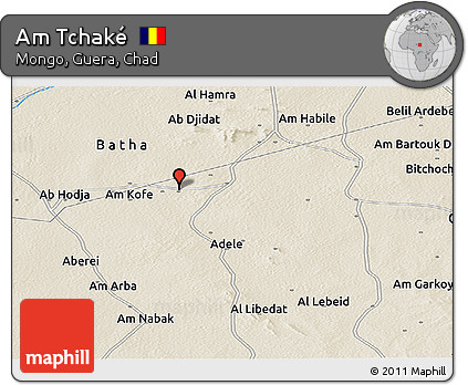 Shaded Relief Panoramic Map of Am Tchaké