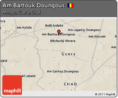 Shaded Relief Panoramic Map of Am Bartouk Doungous