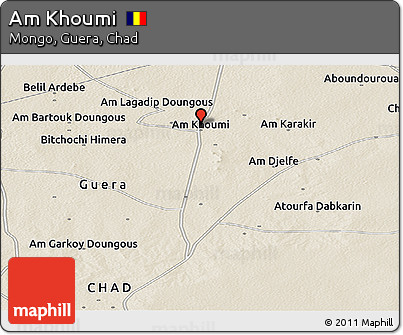 Shaded Relief Panoramic Map of Am Khoumi