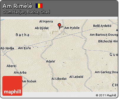 Shaded Relief Panoramic Map of Am Rimélé