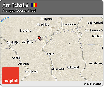 Shaded Relief Panoramic Map of Am Tchaké