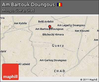 Shaded Relief Panoramic Map of Am Bartouk Doungous