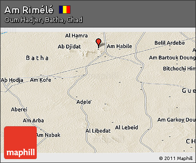 Shaded Relief Panoramic Map of Am Rimélé