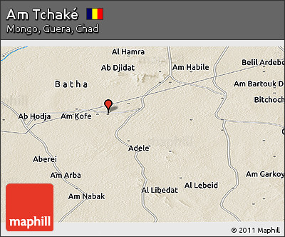 Shaded Relief Panoramic Map of Am Tchaké