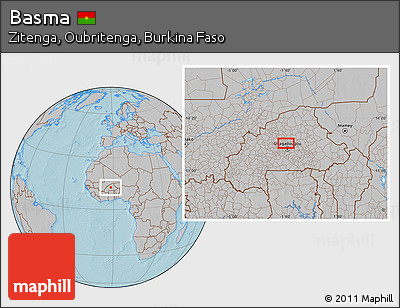 Gray Location Map of Basma, hill shading