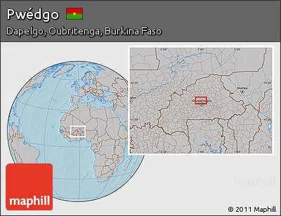 Gray Location Map of Pwédgo, hill shading
