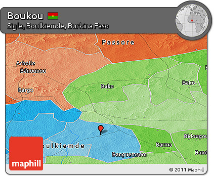 Political Panoramic Map of Boukou