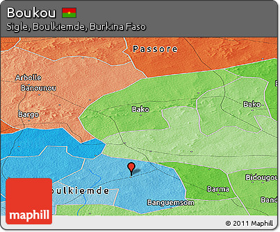 Political Panoramic Map of Boukou