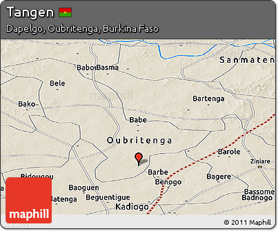 Shaded Relief Panoramic Map of Tangen