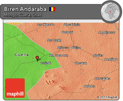 Political 3D Map of Biren Andaraba
