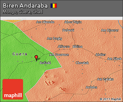 Political 3D Map of Biren Andaraba