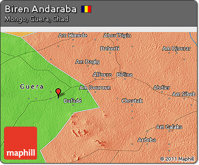 Political 3D Map of Biren Andaraba