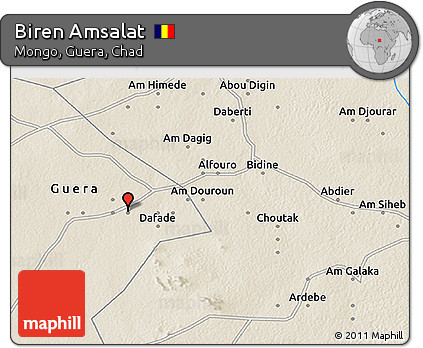 Shaded Relief 3D Map of Biren Amsalat