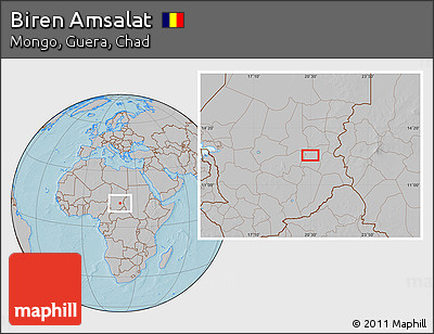 Gray Location Map of Biren Amsalat, hill shading