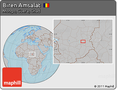 Gray Location Map of Biren Amsalat, hill shading
