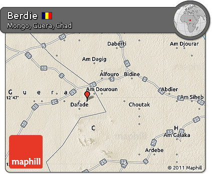 Shaded Relief Map of Berdie