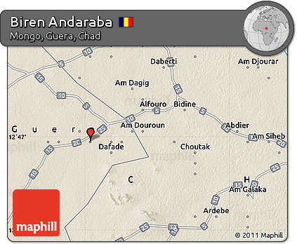 Shaded Relief Map of Biren Andaraba