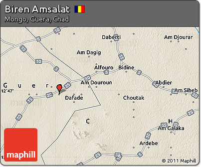 Shaded Relief Map of Biren Amsalat