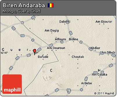 Shaded Relief Map of Biren Andaraba