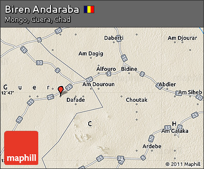 Shaded Relief Map of Biren Andaraba