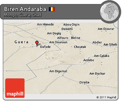 Shaded Relief Panoramic Map of Biren Andaraba