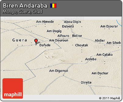Shaded Relief Panoramic Map of Biren Andaraba